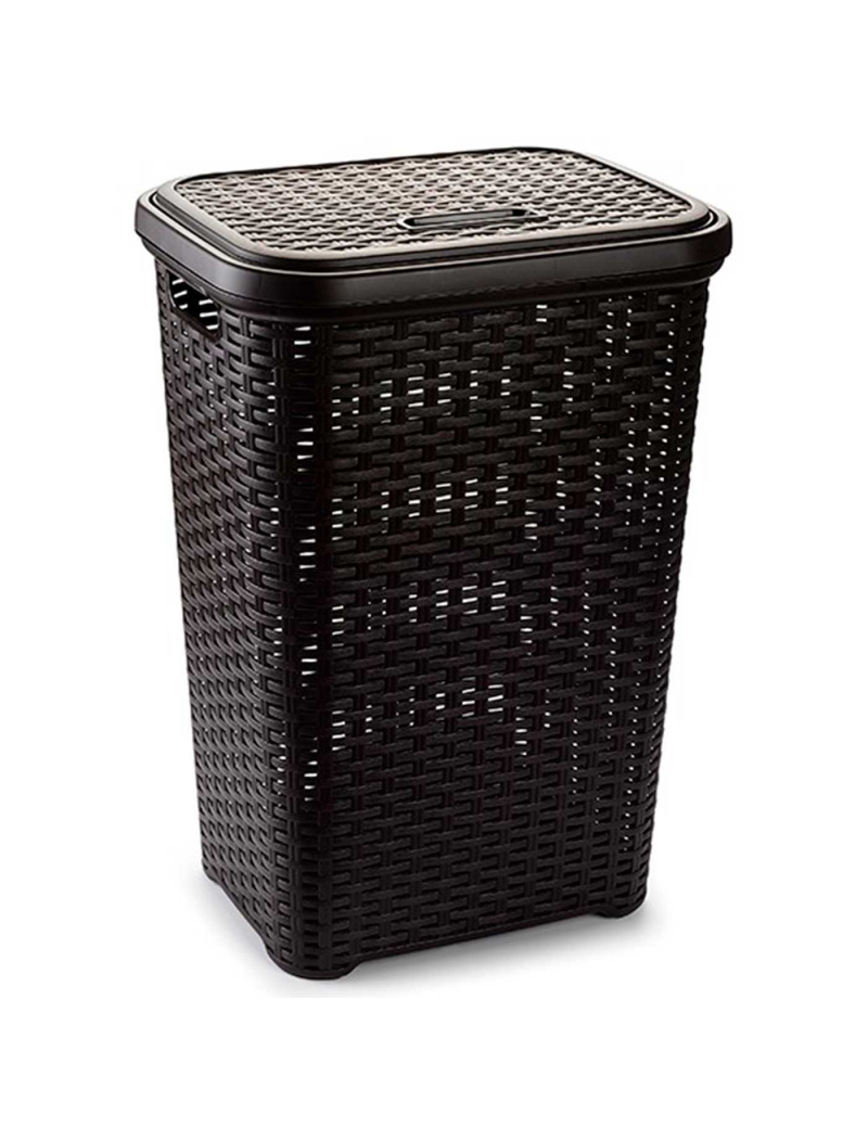 Cestino Portatutto In Rattan Di Plastica Plastic Forte – 10 Litri, 22x33x16 Cm, Colore Wengé, Con Maniglie, Per Interni/Esterni