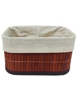 Cesta rectangular de bambú,...