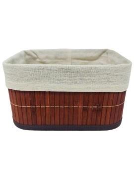 Cesta rectangular de bambú,...