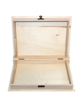 Caja de madera, 56 compartimentos en 2 niveles, tapa con cristal 7,8 x 44,8  x 29,8 cm, 4 bandejas removibles, expositor joyas, o