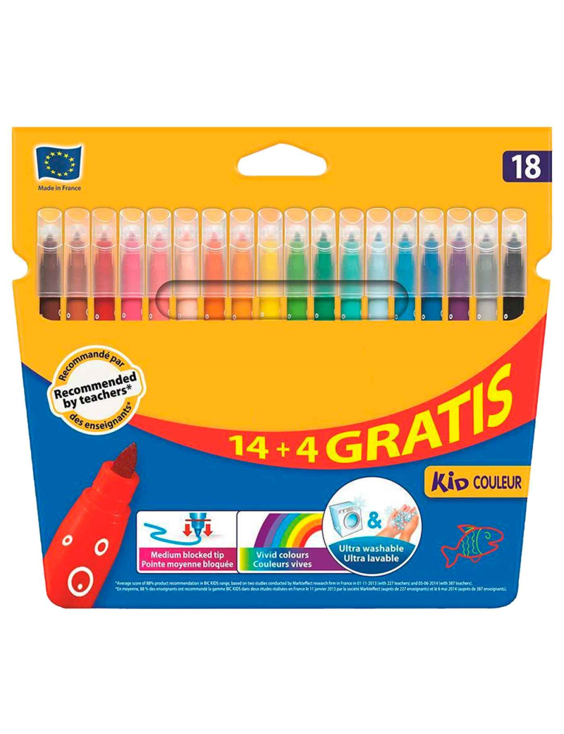 Rotuladores de colores - 18 Colores llamativos - Rotuladores con base de  agua - Punta fina y precisa - Limpia fácil