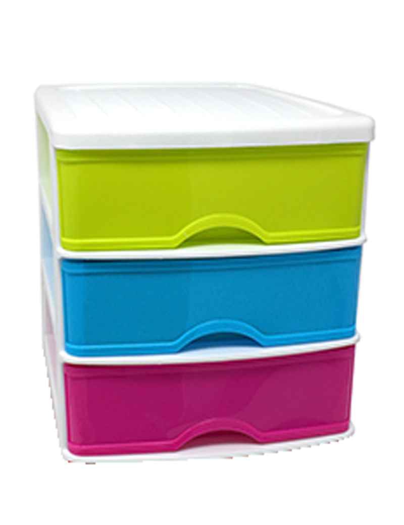Cajonera de sobremesa con 3 cajones multicolor, plástico, torre de  almacenaje multiusos, ordenación, hogar, 26 x 27