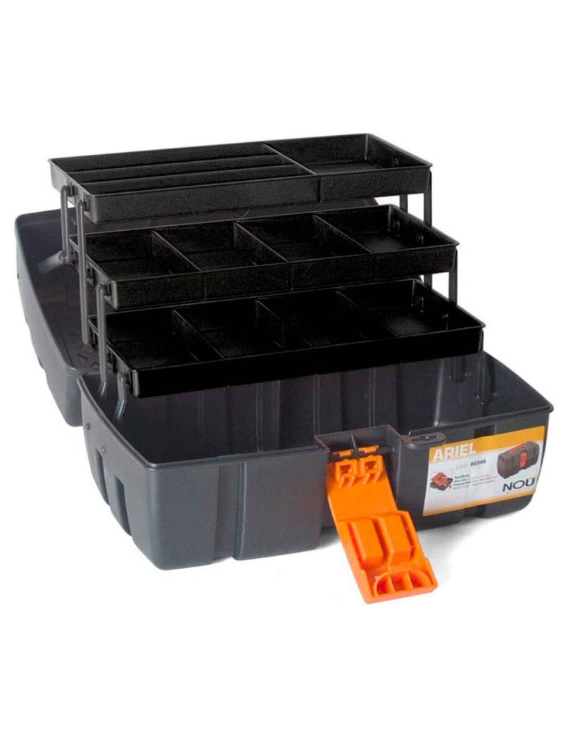 Caja herramientas de plástico con 3 bandejas, arcón especial para bricolaje  con divisiones para guardar o almacenar utensilios (