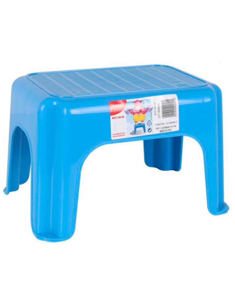 Taburete infantil de plástico azul 19 x 26 x 18 cm, banqueta multiusos,  asiento para niños, resistente y muy ligero, idel para i