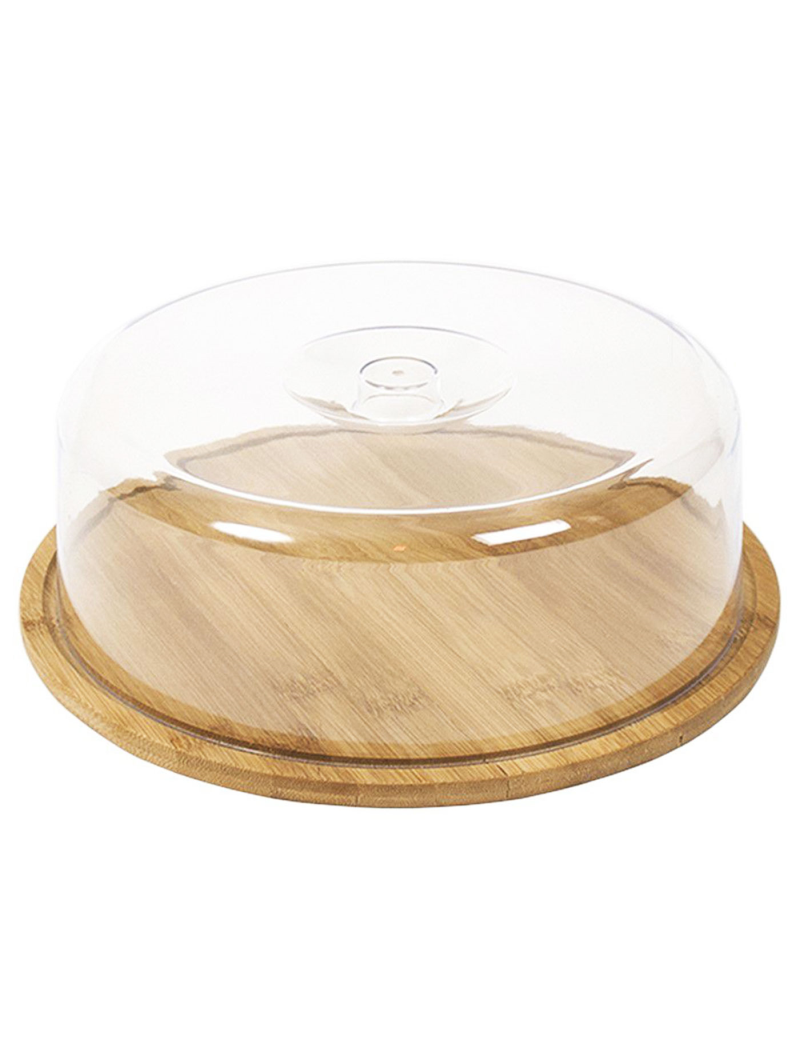 Quesera de cristal sin base, de 24 cm de diámetro, con pomo para agarrar,  especial para el almacenamiento de productos frescos.