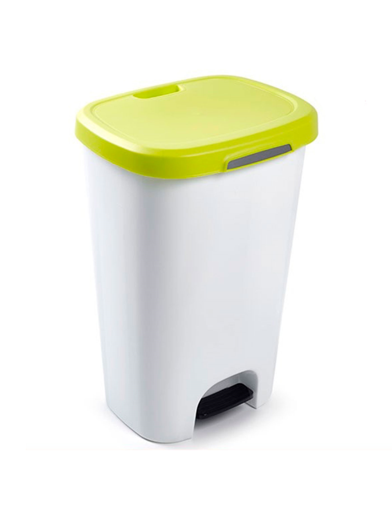 Cubo de basura con pedal, 1 compartimento, plástico, contenedor de  residuos, papelera, cocina, fabricado en España (