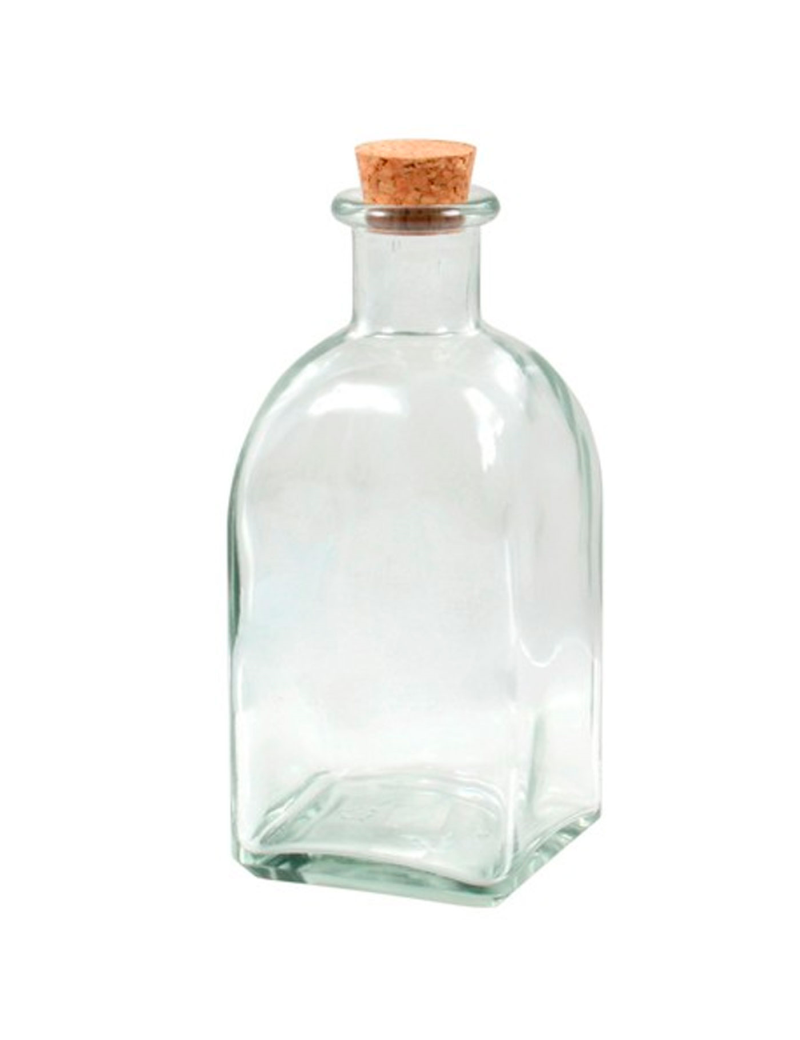 Botella de vidrio con tapón de corcho, frasca reutilizable