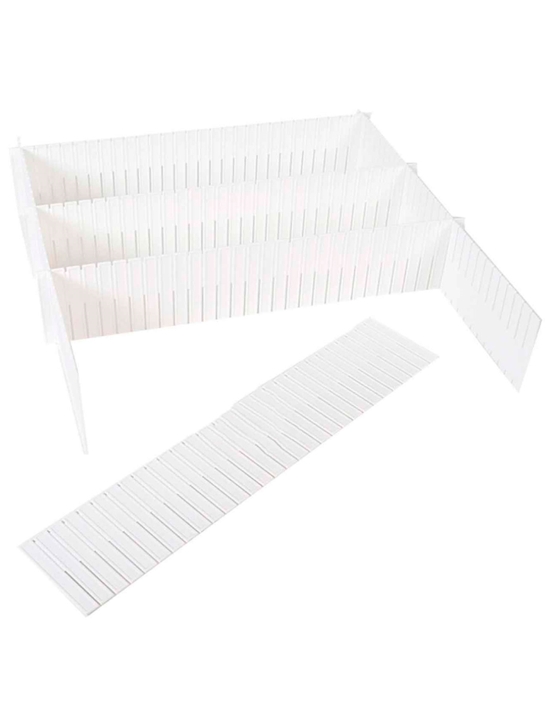 Pack de 6 separadores para cajones - Fabricados en plástico - Organización,  Placa ajustable, Esencial. - 45 x 9 cm 