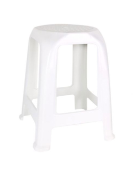 Tradineur - Taburete de plástico con asa Rattan, asiento de 28 x 28 cm,  imitación de mimbre, banqueta multiusos, cocina, salón (