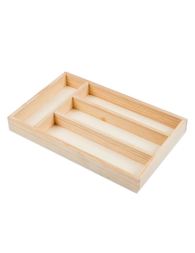 Cubertero, organizador de cubiertos de madera 31,3 x 20,4 x 4.1 cm, 4  compartimentos. Bandeja, porta utensilios de madera para c