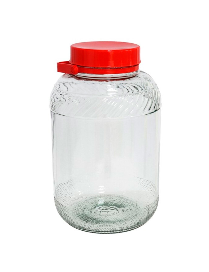 Tarro de cristal cilíndrico con tapa roja y asa muy resistente, Garrafa de  vidrio, botella de cristal multiusos 12 litros, 39 x