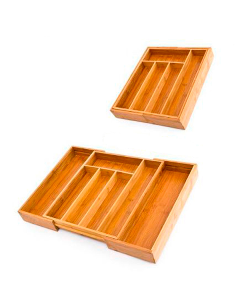 Caja de cubiertos de madera con tapa, organizador de cubiertos de madera,  organizador de cajones con 4 compartimentos para cuchara, palillos, caja de