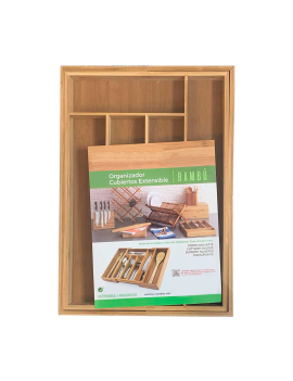 Besti Soporte para utensilios de cocina de madera con 3 compartimentos |  Organizador de utensilios de madera soplada | Para cubiertos, servilletas