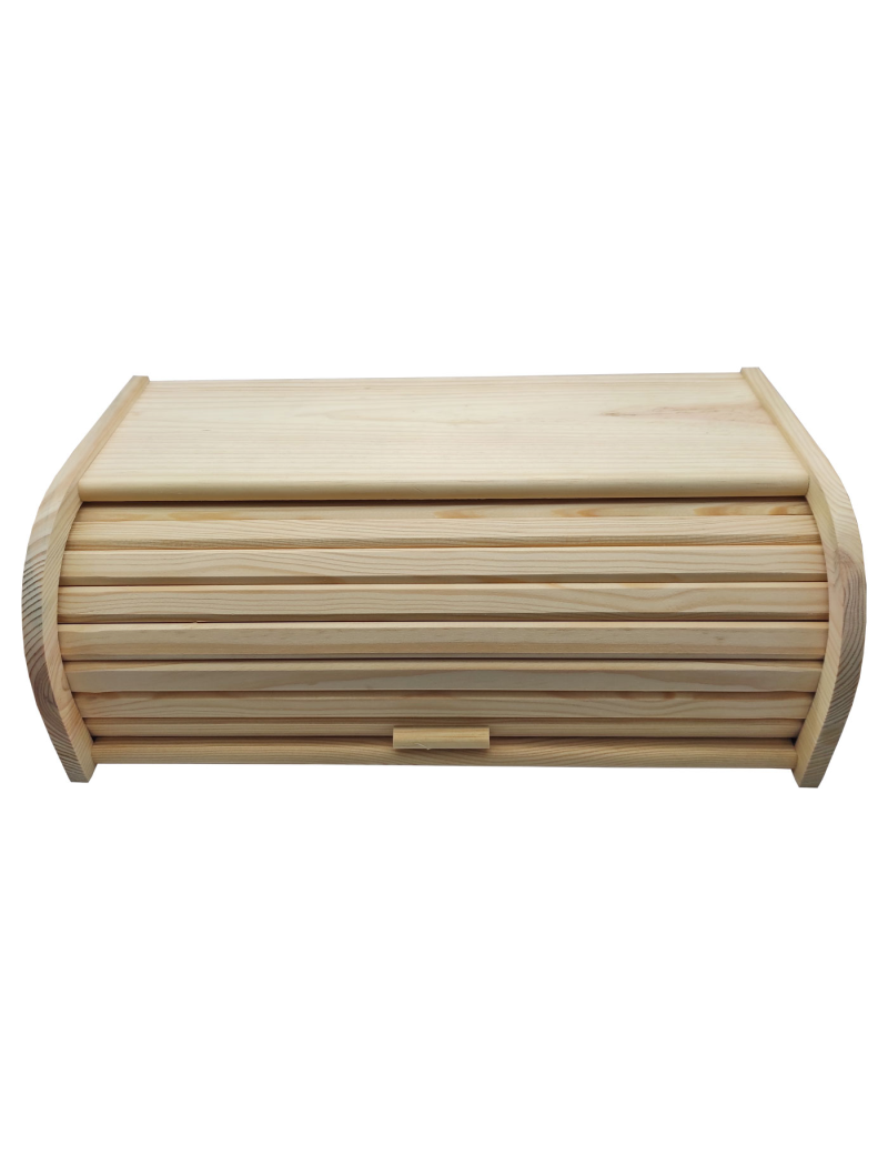 Panera de madera con tapa persiana 48 x 26 x 16,5 cm. Contenedor para pan  de madera natural, recipiente con tapa deslizante para