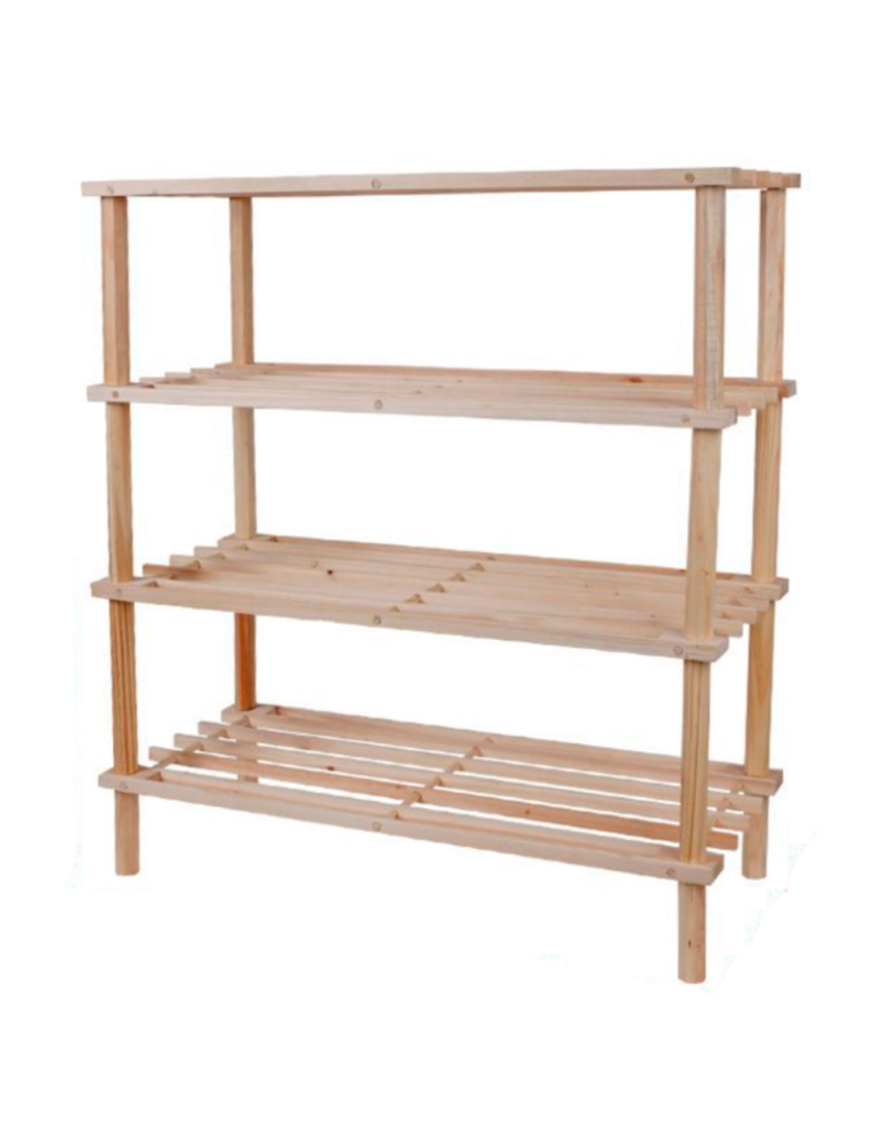 Zapatero de madera 4 niveles. Estantería, mueble zapatero de madera 4  alturas multiuso, soporte para zapatos - 67,5 x 62,5 x 26