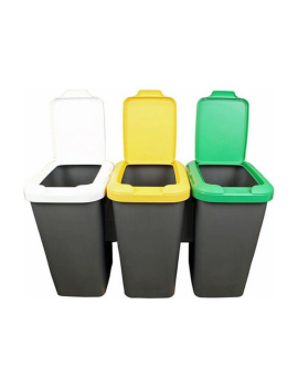 Cubo de basura para reciclar 25 litros color verde 21.5 x 36 x 51 cm