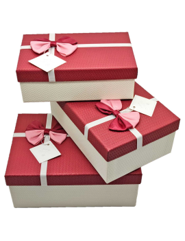 Set de 3 Cajas Regalo cuadradas con lazo, 3 tamaños distintos, Cajas decorativas con tapa, presentación para Navidad, cumpleaños (negro, 19,5 cm, 17,5