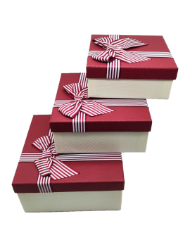 Set de 3 cajas de regalo rectangulares con lazo, 3 tamaños distintos, cajas  decorativas con tapa, presentación para navidad, cum