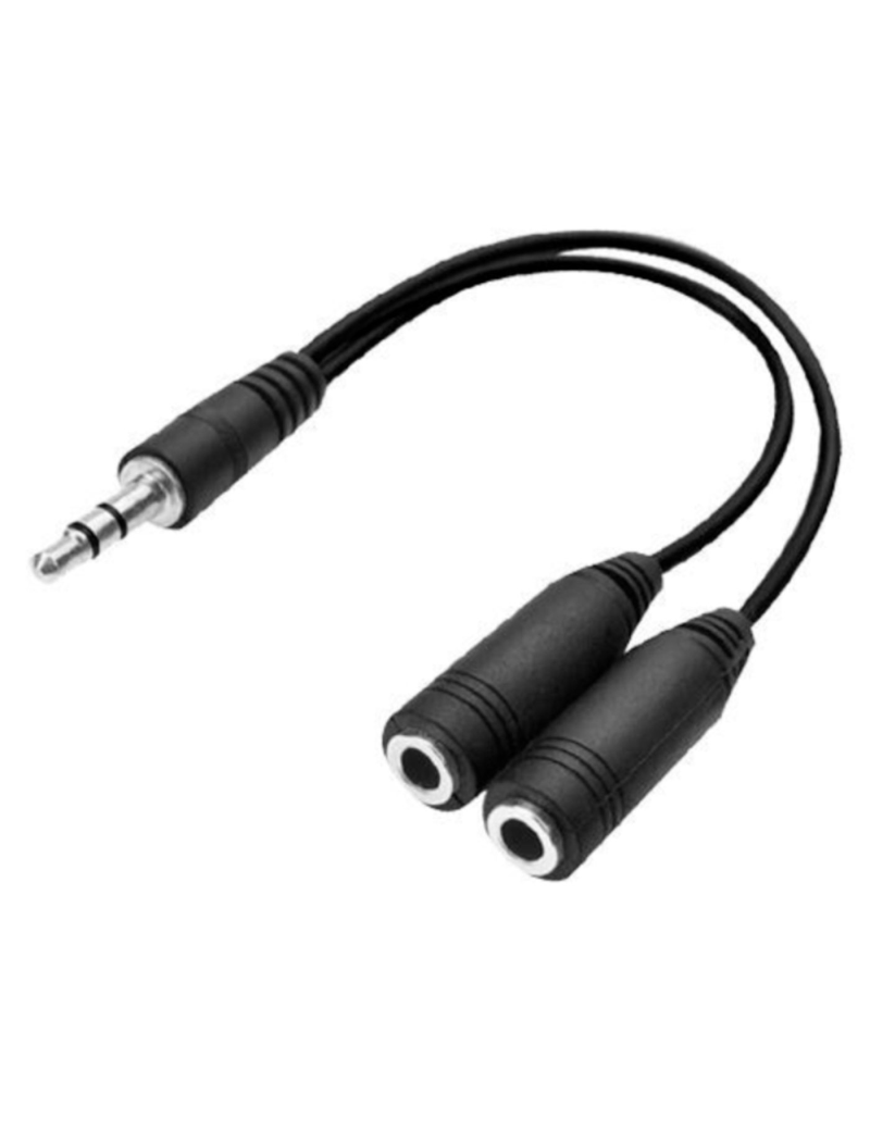 Cable corto de audio, mini jack macho de 3,5 mm a doble mini jack