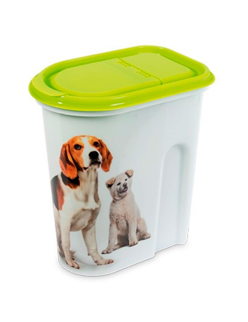 BPS Contenedor de Comida para Mascotas Caja de Alimentos Pienso 54L Tapa  Abatible Hermética con Pala para Perros y Gatos (L: Blanco) BPS-4159BL