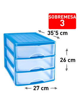Cajonera estrecha Támesis de plástico, 3 cajones transparentes, torre de  almacenaje, oficina, hogar (Blanco, 58,5 x