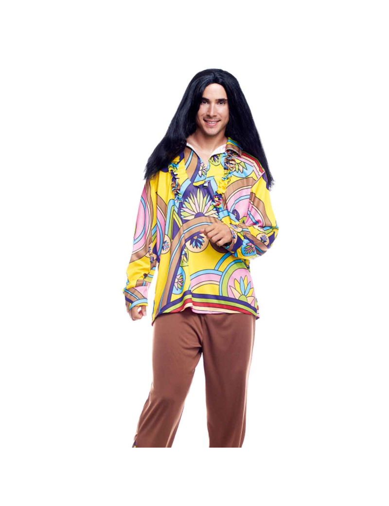 tolerancia aumento literalmente Disfraz hippie boy, fibra sintética, incluye camiseta y pantalón,  accesorios no incluidos, carnaval halloween, adulto, talla S