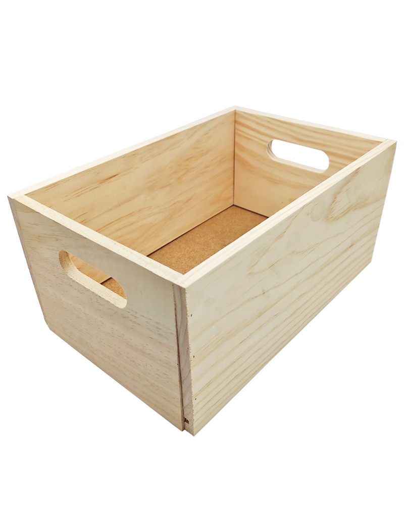 Caja grande de madera para organización de almacenamiento en el hogar u  oficina (natural)