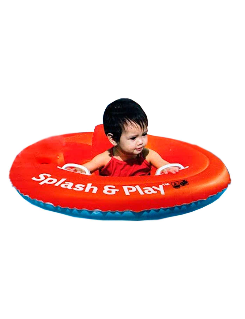 Flotador hinchable infantil para bebes, PVC resistente, 2 asas de agarre,  Color rojo. Diámetro 69 cm.
