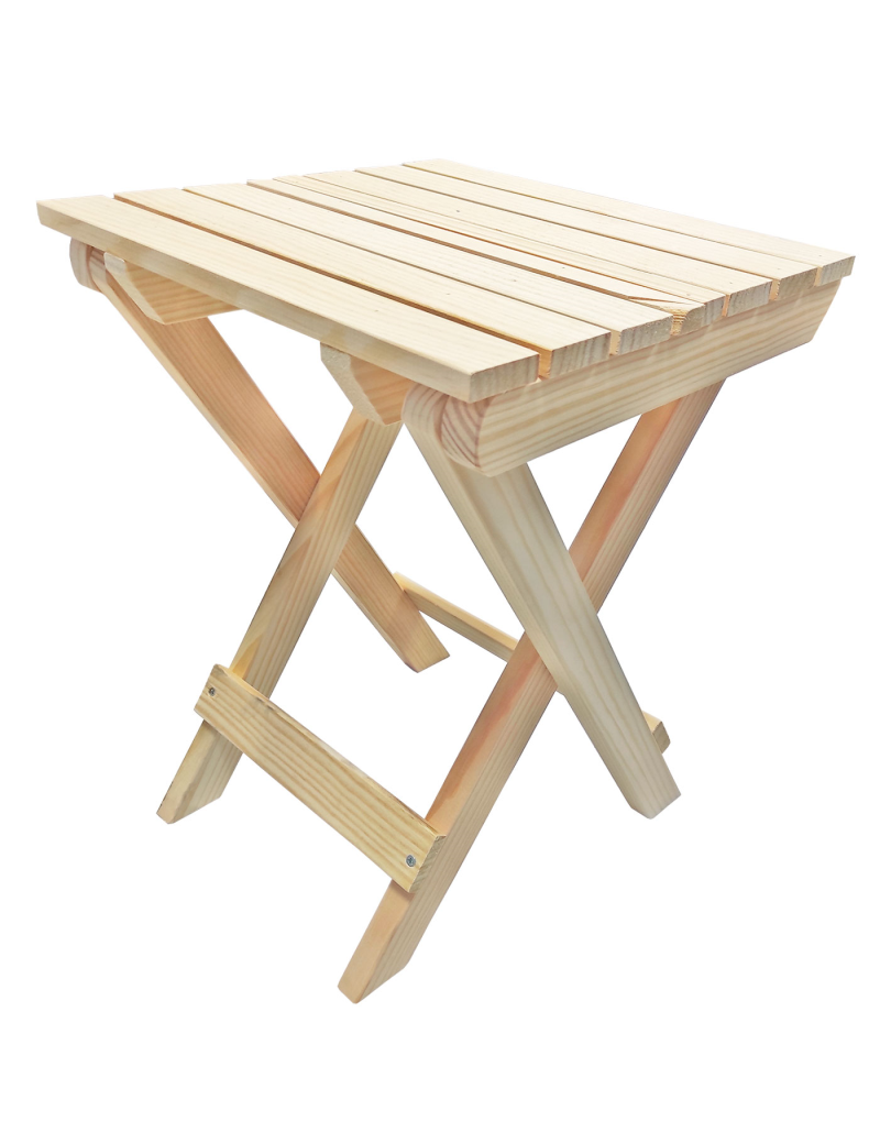 Taburete plegable multiusos con asiento de madera y estructura