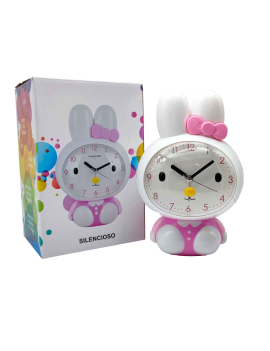 Tradineur - Reloj infantil analógico, despertador con diseño de vaca -  Multifunciones - Fabricado en plástico resistente - 20 x