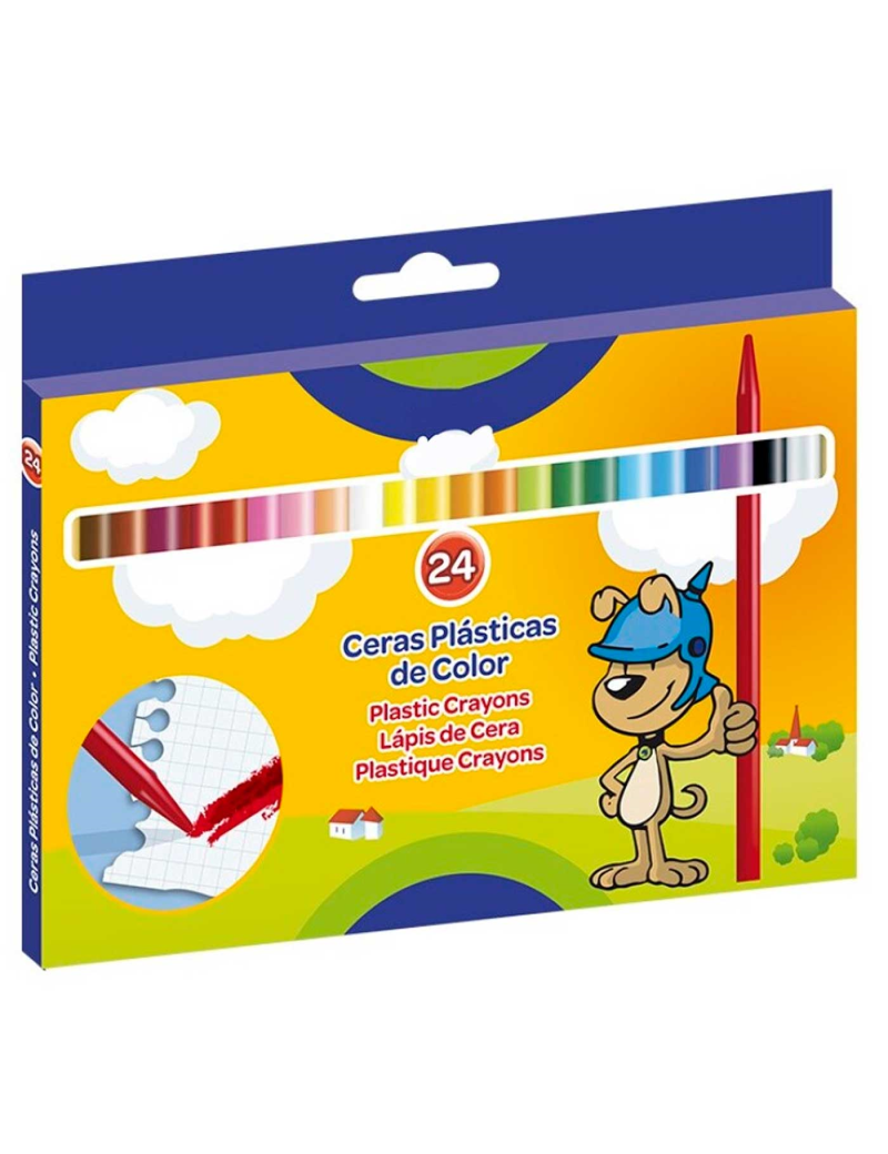 Caja de 24 ceras de colores para niños, material escolar, colores vivos  surtidos, ideal para colorear, dibujar