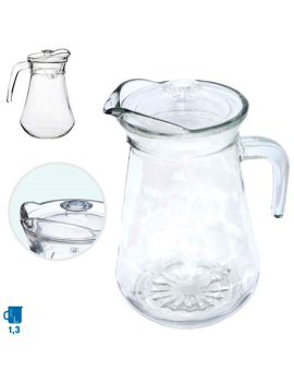 Tradineur - Jarra de cristal para servir agua, té helado, bebidas frías,  limonada, zumo, transparente, resistente, frigorífico
