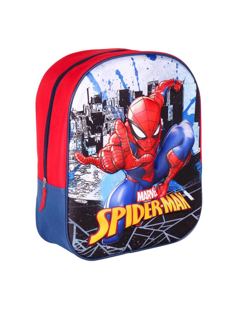 Mochila azul y roja para niños en 3D con diseño de Spiderman, ideal para la  escuela. Medidas de 25 x 31 x 10 cm para