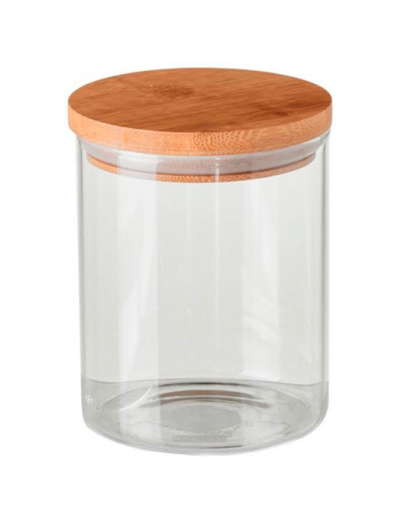 Tarros de vidrio con tapas de bambú, recipientes de almacenamiento de  alimentos de vidrio, juegos de recipientes de cocina apilables herméticos  para