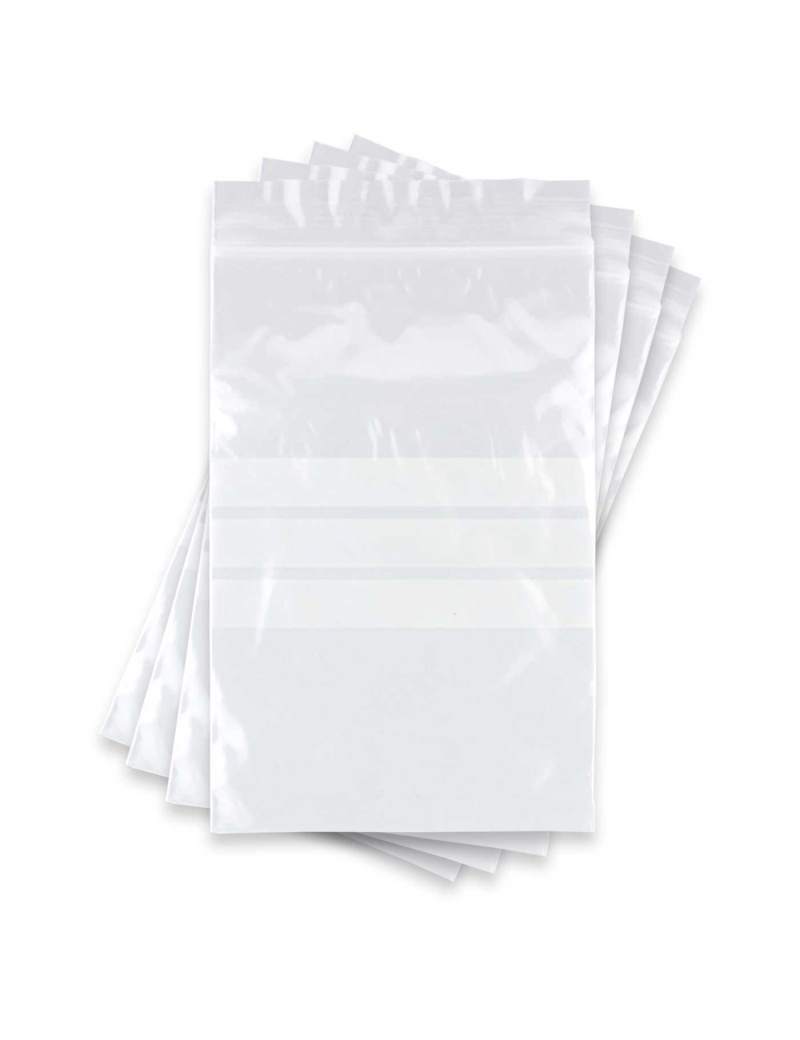 Pack 25 bolsas herméticas con franjas blancas para escribir