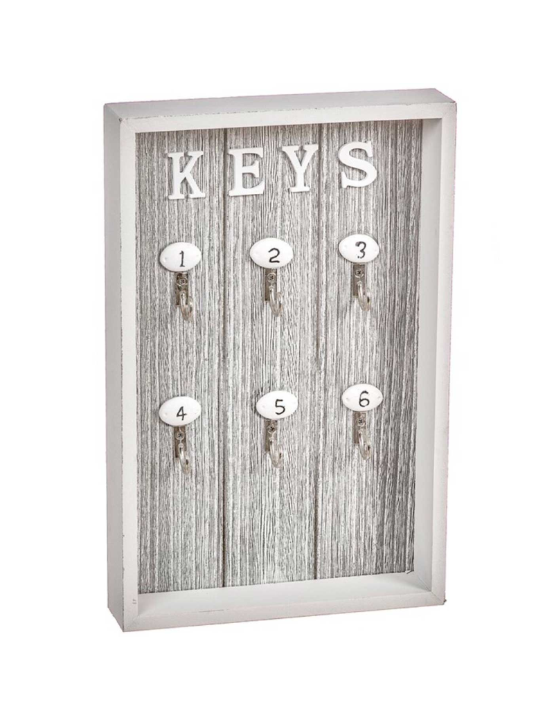Colgador de llaves de madera con 6 ganchos, cuelga llaves de pared,  soporte, organizador de llaveros, entrada, salón