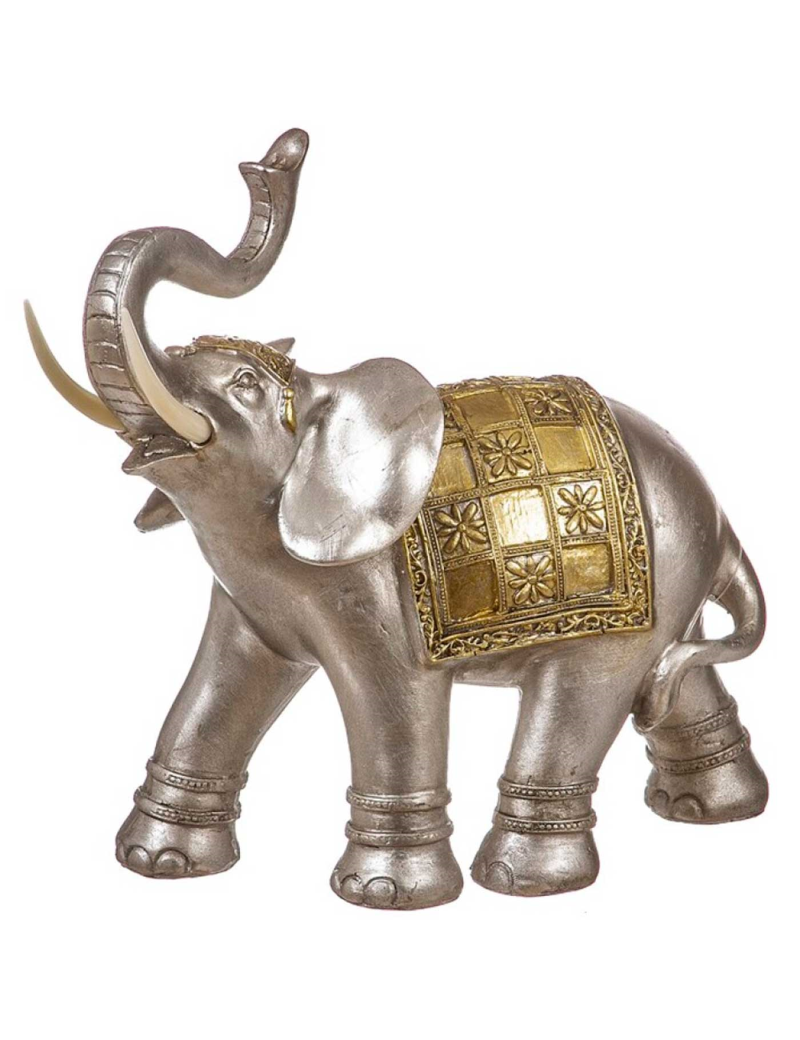 Figura Resina Elefante Plateado 22x9x21cm