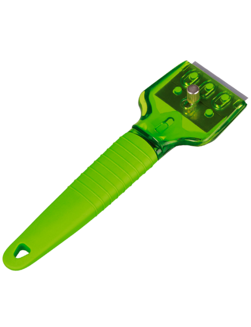 Rascador de vidrio y vitrocerámica, rasqueta placas inducción, incluye 3  cuchillas, mango de silicona, protector de