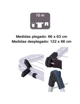 Tradineur - Tendedero plegable de aluminio con 20 metros espacio de  tendido, soporte para tender ropa, patas antideslizantes (Pl