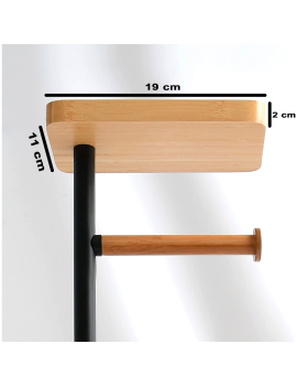 Spirella Conjunto de escobillero y portarrollos Yoni (Altura: 67 cm,  Blanco/Bambú)