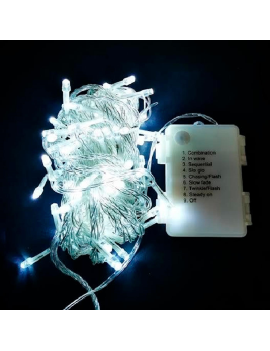 Tradineur - Alambre de 100 luces LEDs a pilas (no incluidas) - Apto para  interior y exterior - Función de luz foja e intermitent
