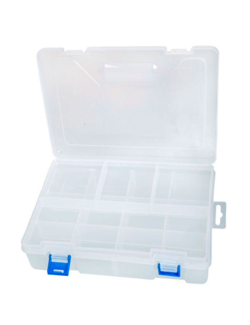 célula lado Novia Caja organizadora con separadores, 2 niveles, 16 compartimentos, plástico,  almacenaje de tornillos, tuercas, accesor