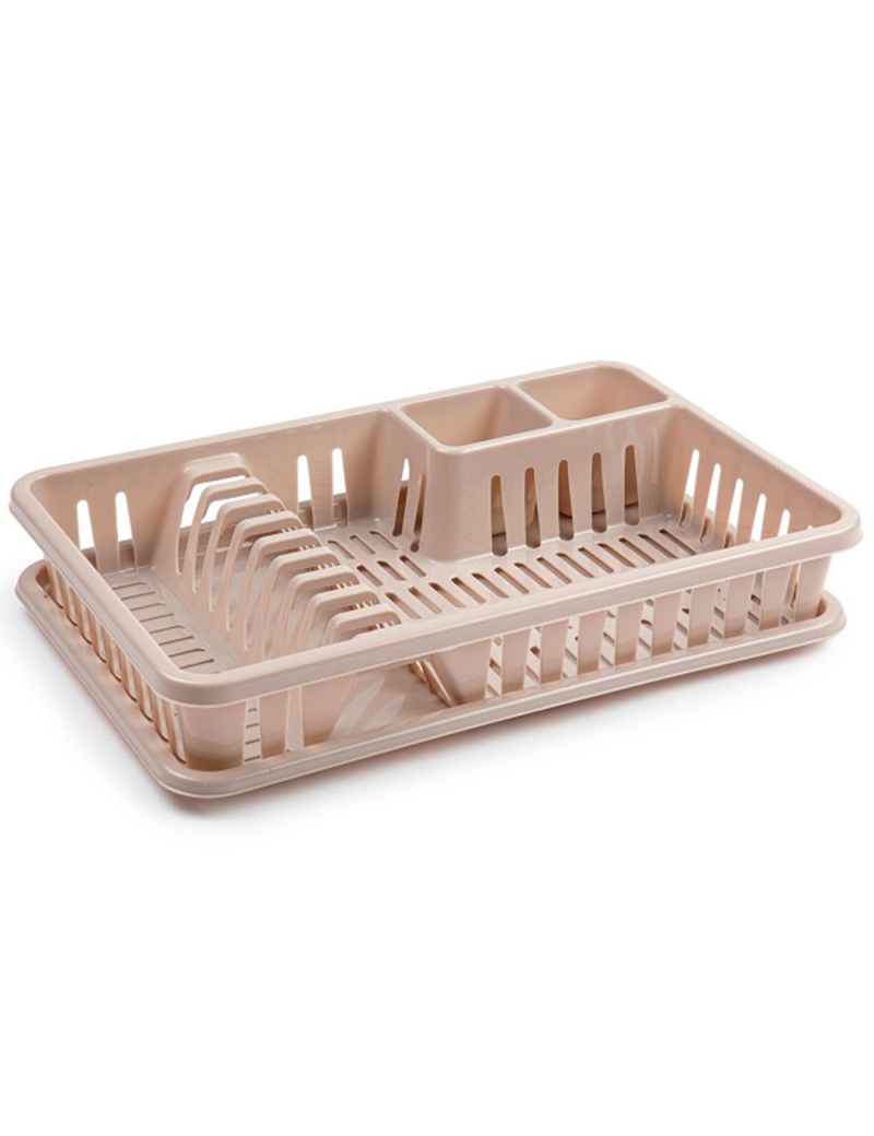 Tradineur - Escurreplatos de plástico rectangular con bandeja antigoteo,  escurridor, soporte, organizador vajilla, cocina, 45,5