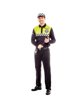 Disfraz de policía para adulto, agente policía local, fibra