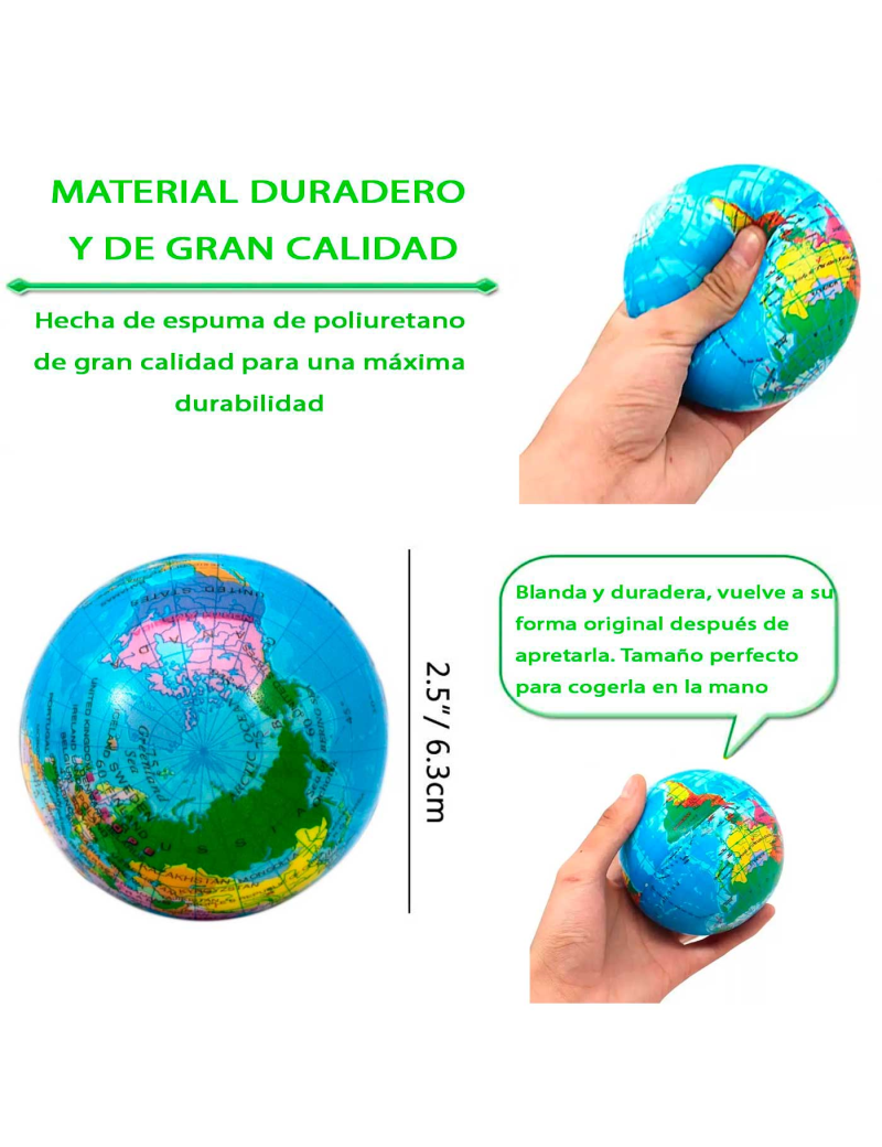 Pelota Antiestrés Verde De 7 Cm - Alivia El Estrés Y Ejercita Las Manos, Perfecta Para Oficina Y Estudio