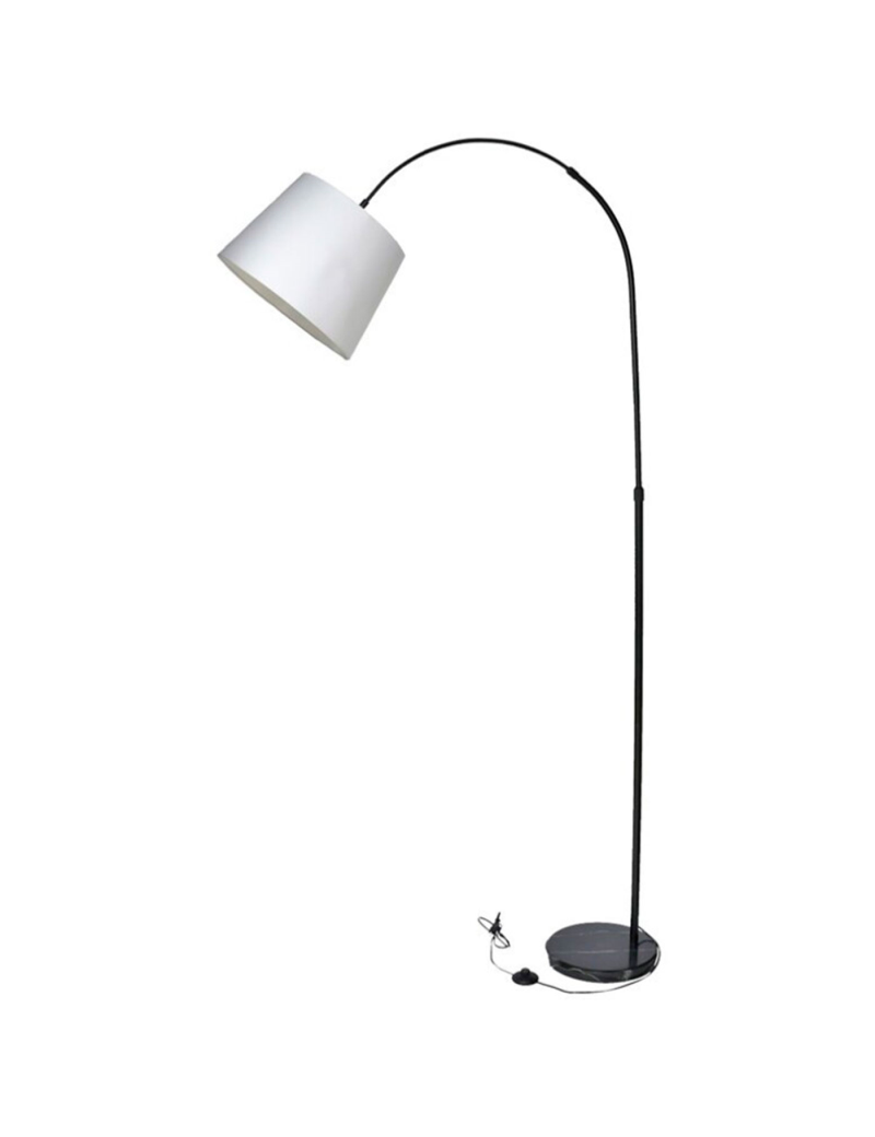 Lámpara de pie de metal y tulipa de tela, brazo oscilante, lámpara de  lectura, interruptor de cable y enchufe, casqu