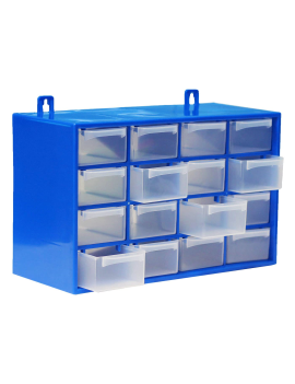 Tradineur - Caja organizadora con separadores, 2 niveles, 16  compartimentos, plástico, almacenaje de tornillos, tuercas, accesor