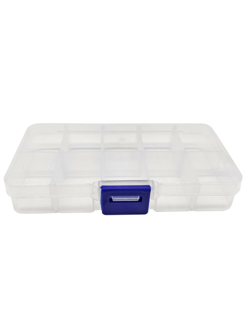 Caja organizadora de plástico con 10 compartimentos y 6 separadores  removibles, almacenaje de tornillos, tuercas, ac