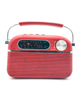 Radio vintage Blues portátil con asa, bluetooth, bandas AM/FM/SW, batería  recargable, ranuras usb y micro SD, ante