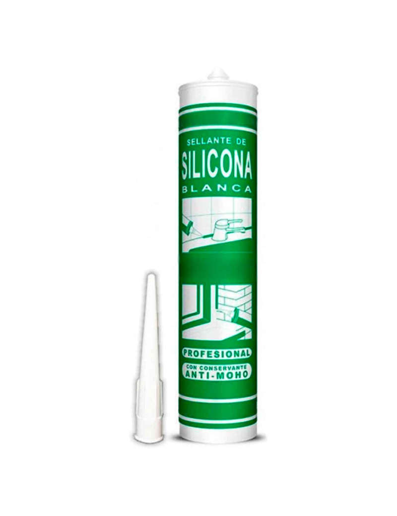 Sellante de silicona blanca anti-moho 280 ml, cartucho de silicona con  cánula, anti-moho, bricolaje